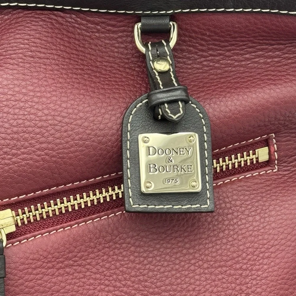 Dooney & Bourke Purse Red Pebbled‎ Leather w/ Black Handles Includes Dust Bag
